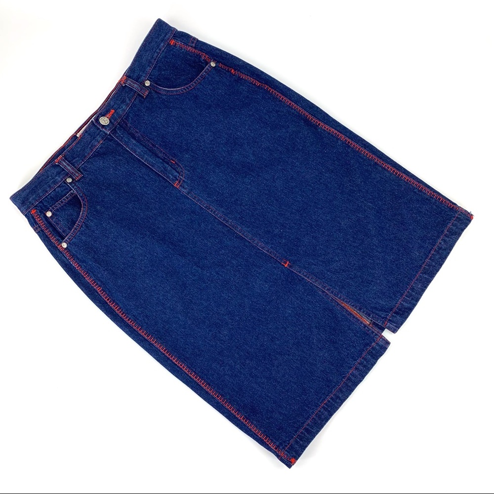 Frantic Jeans Blue Knee Length Pencil Denim Skirt, 9/10